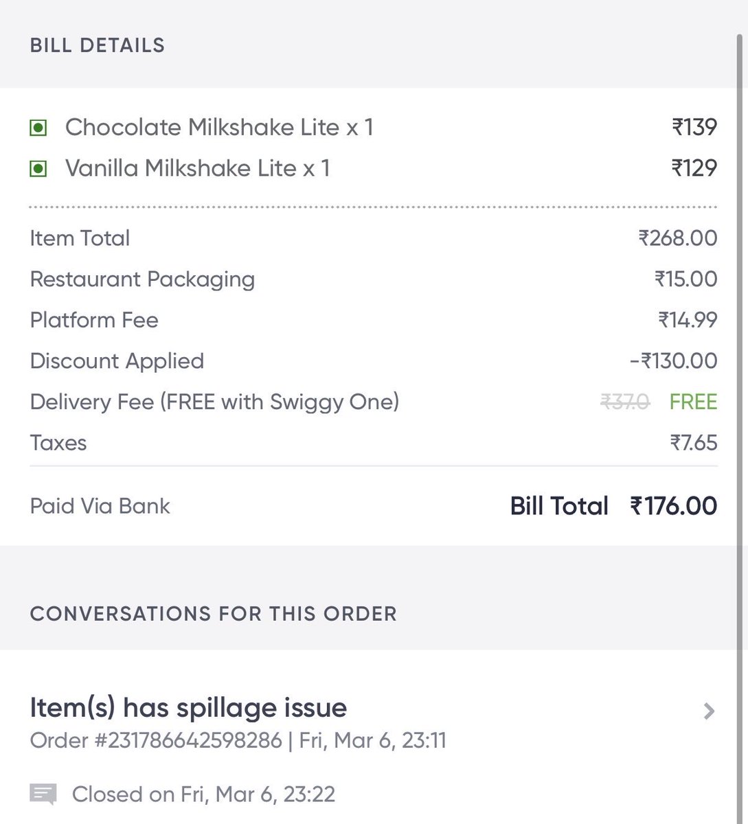 RajTushar7's tweet photo. Hello @SwiggyCares I’ve ordered these milkshakes and received one shake with spillage issue so I’ve called you and mailed you still I haven’t got my refund even after more than 2 weeks.
Do respond.
@Swiggy
@SwiggyCares https://t.co/3KmAdTj7gU