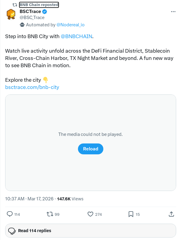 vka9888's tweet photo. $BNBCity

CA: 0xb0de1c308d11a0d4f3628ec8589595359af94444

币安钱包：https://t.co/TKKSR2DpGS

叙事：$BNBCity以266k的用户基础，通过BSCTrace将BNB链的实时链上活动转化为赛博朋克风格的虚拟城市可视化界面，为用户提供独特的互动体验。

Always DYOR https://t.co/629VgRMTun