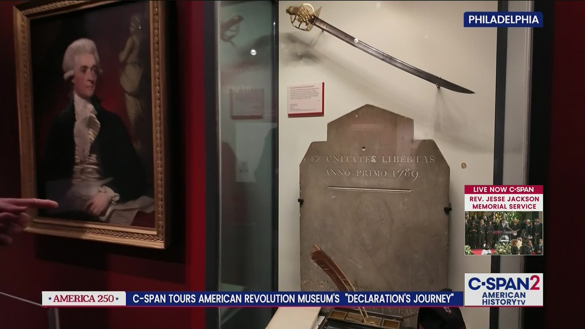 CSPANClassroom's tweet image. This NEW lesson features a tour of the @AmRevMuseum's "The Declaration's Journey" exhibit in Philadelphia, which details the history and global impact of the Declaration of Independence from 1776 to today: c-span.org/classroom/docu….

#America250 #Declaration #SSChat #EdChat