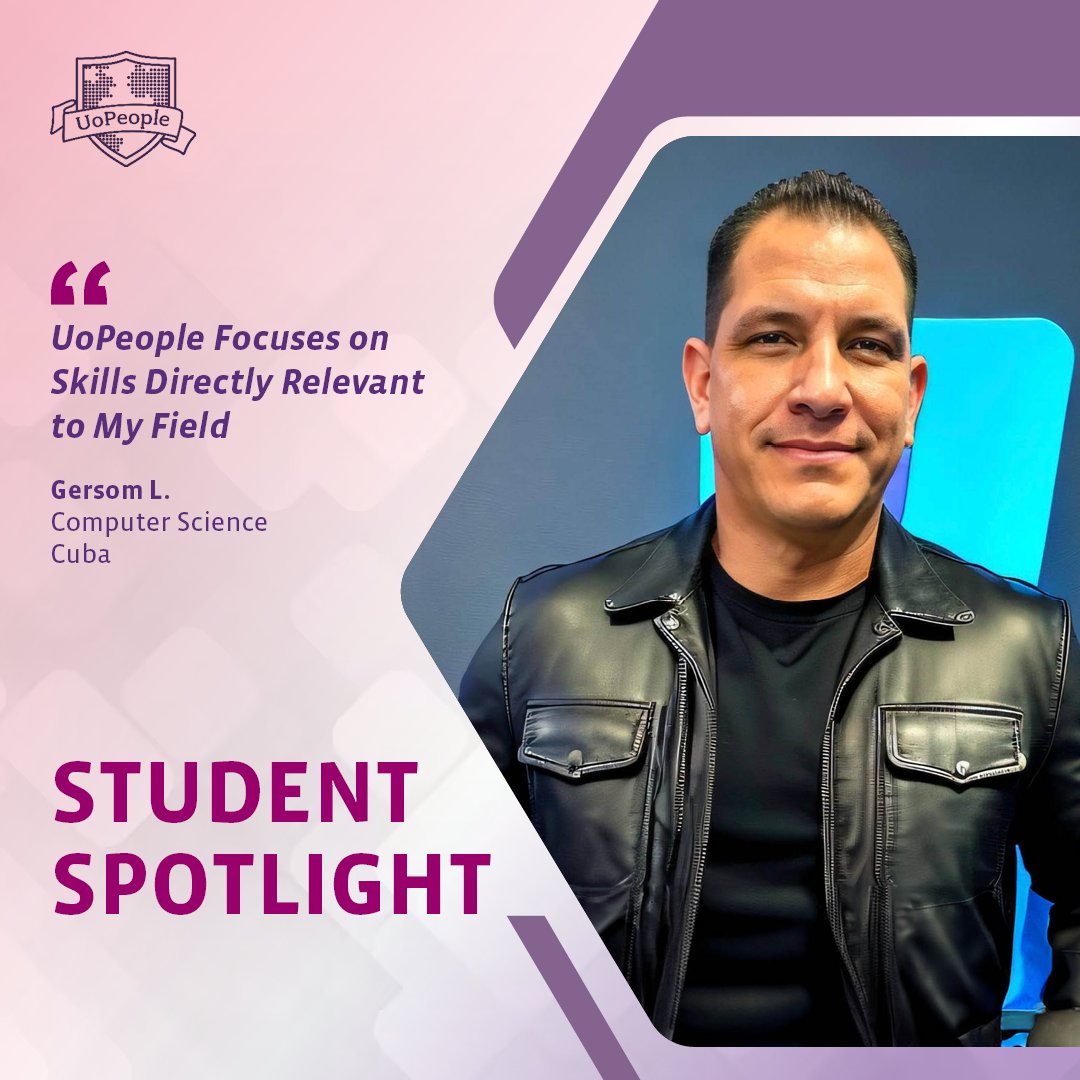 UoPeople's tweet photo. From Havana to Miami, Gersom L is building a new future

Now studying computer science at University of the People, he is working toward a career in cybersecurity through tuition free education

Read more https://t.co/SON7IHuObR ✨💜 #UoPeople #TuitionFree #OnlineUniversity https://t.co/zZHpI4fZCV
