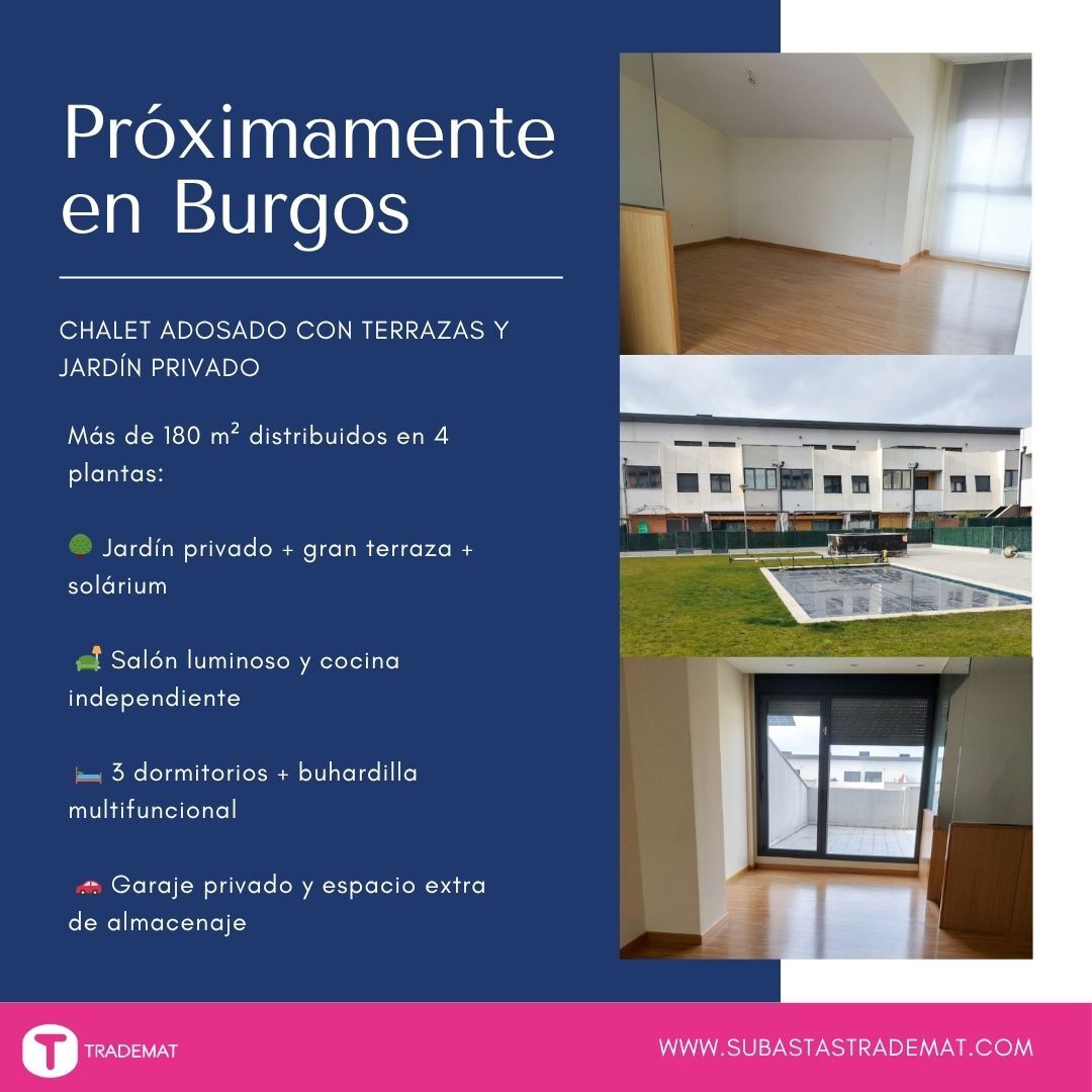 TradematAuction's tweet photo. 🏡 Muy pronto en Burgos

Chalet adosado con jardín, grandes terrazas y más de 180 m².
Espacio, comodidad y todo lo que necesitas.

🔑 Oportunidad única

#Burgos #Vivienda #Inmobiliaria #CasaEnVenta #Oportunidad https://t.co/WIf1PEto0x