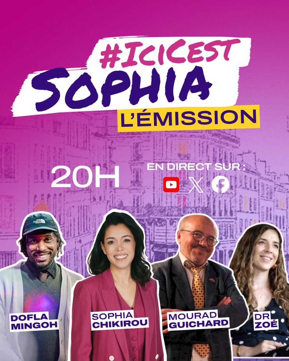 🔴 Rendez-vous à 20h pour #IciCestSophia, l'émission de fin de campagne en direct !

L'émission est animée par <a href="/MouMou_Guichard/">MouMou</a> et <a href="/doflaFR/">dofla</a>.

👉 En direct sur YouTube : youtube.com/live/8ec9SgKMw…
👉 En direct sur Twitch : twitch.tv/dofla

#IciCestSophia #DimancheJeVoteLFI