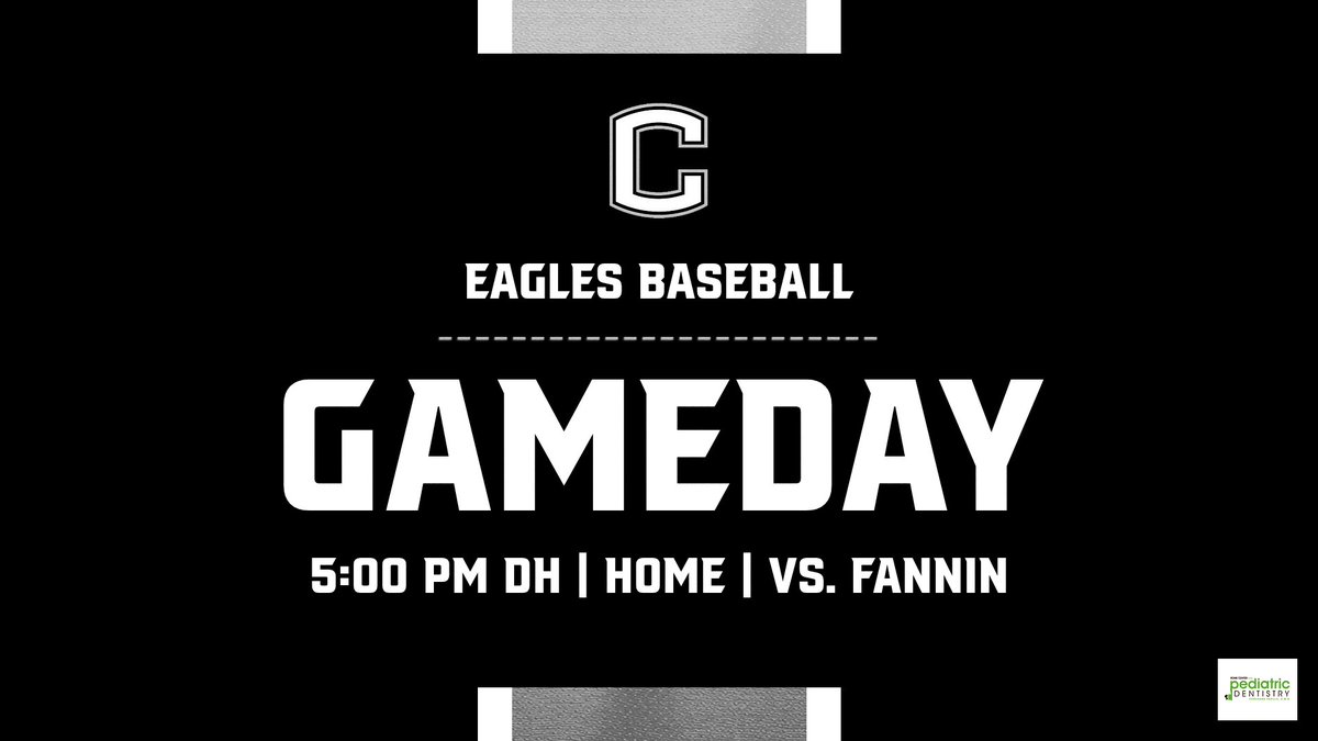 CoosaHSBaseball's tweet photo. GAMEDAY ALERT! The Eagles Baseball team is set to face Fannin today at 5:00 PM in a double header at home. Let's show our support! #C4
Thank you to our Game Ball Sponsor, Rome Center for Pediatric Dentistry! https://t.co/6vvkZ0rbb3