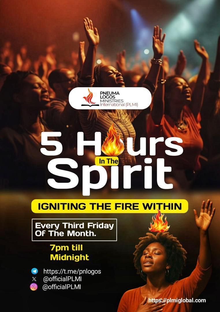 We are inviting you to join our 5 hours in the Spirit program holding tonight 7pm.

It’s a monthly prayer meeting where we pray in the spirit for 5 hours. 

If you feel led to come, here’s a link 

t.me/pnlogos

See you 7pm tonight!