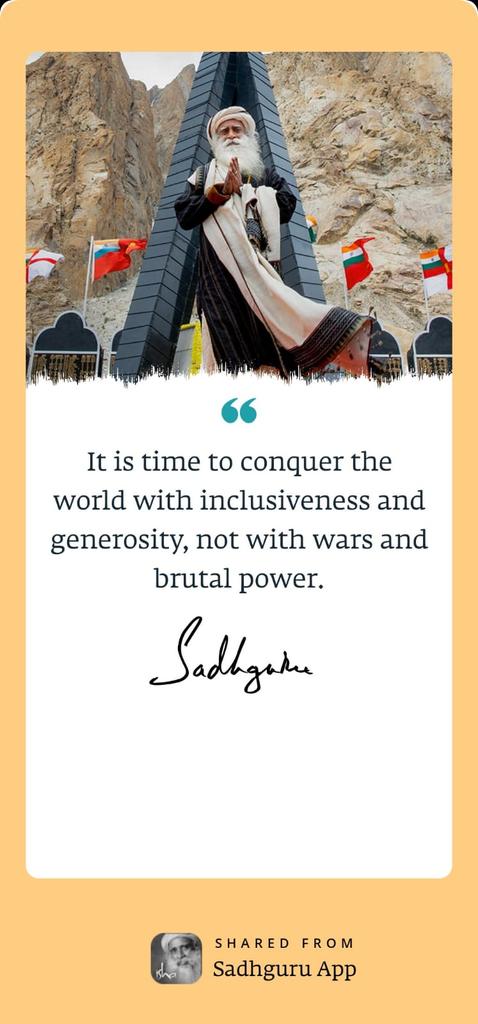 Saw this quote that I saved in 2024. More needed now 🙏🏽 <a href="/SadhguruJV/">Sadhguru</a>