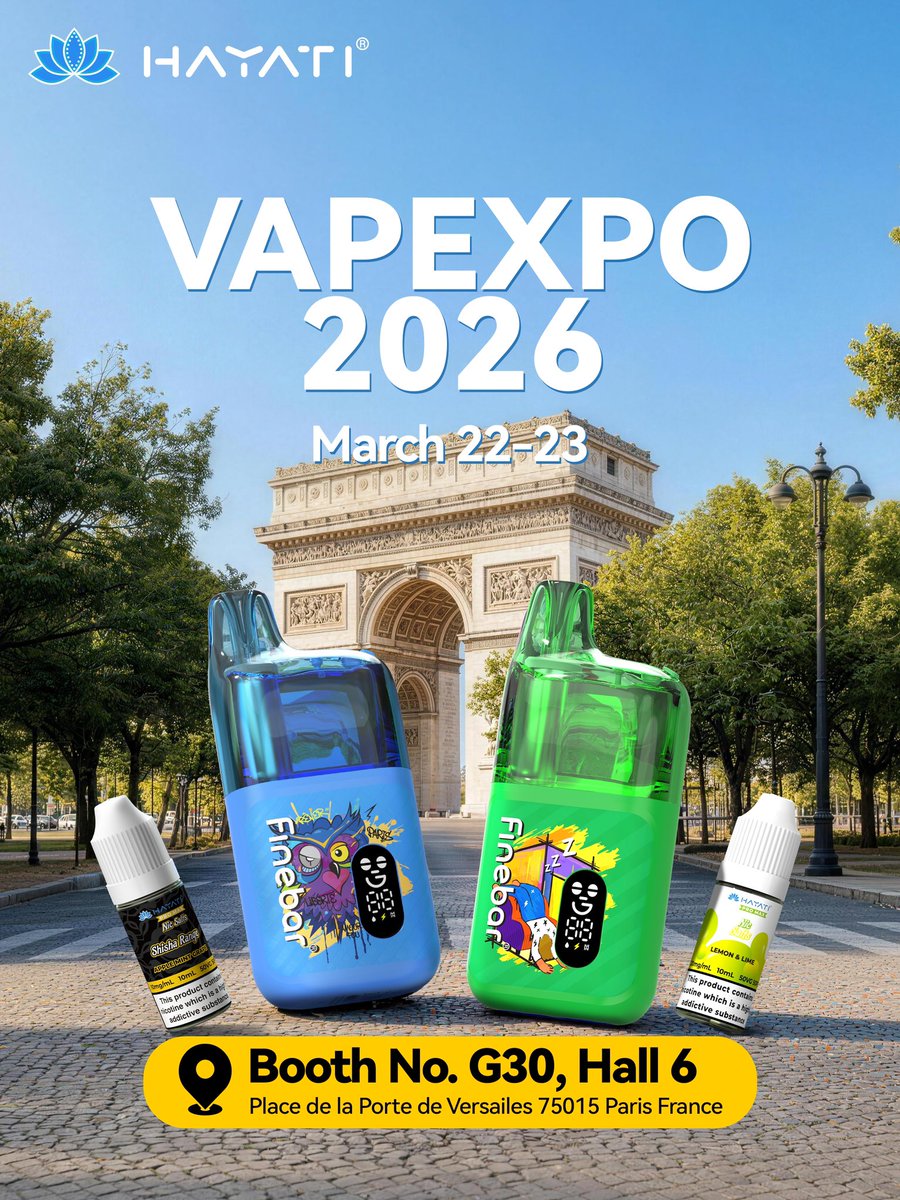 ✨ The countdown is getting real

Just days to go before Vapexpo 2026 begins.
New energy. New vibes. New experiences.

Come discover what Hayati® has prepared for you.

📍 Booth G30 · Hall 6
📅 March 22–23

Let’s meet in Paris 🇫🇷

#Hayati #VapexpoParis #ExhibitionReady