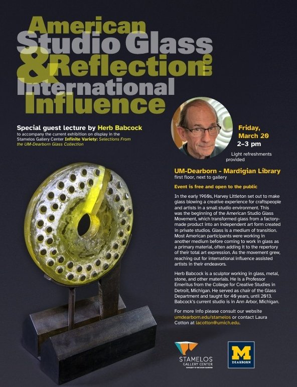 StamelosGallery's tweet photo. Join us today from 2-3pm to learn more about glass art from independent studio artist and sculptor Herb Babcock! https://t.co/qYYlUYFPBe