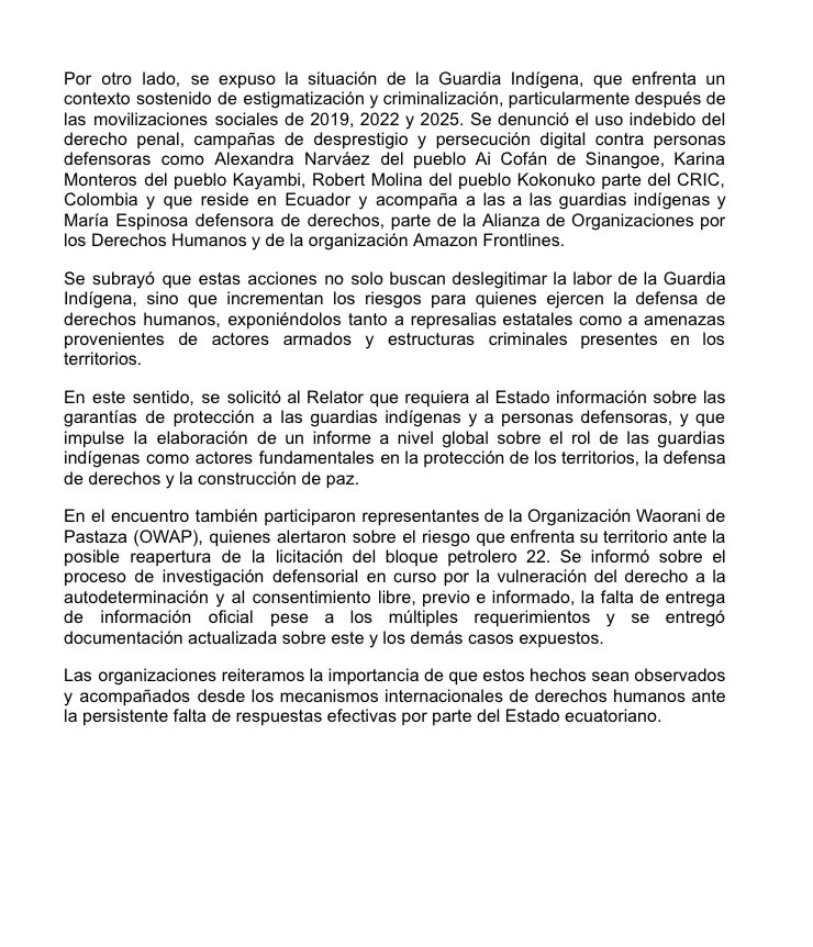 Alianza de Organizaciones por los Derechos Humanos tweet media