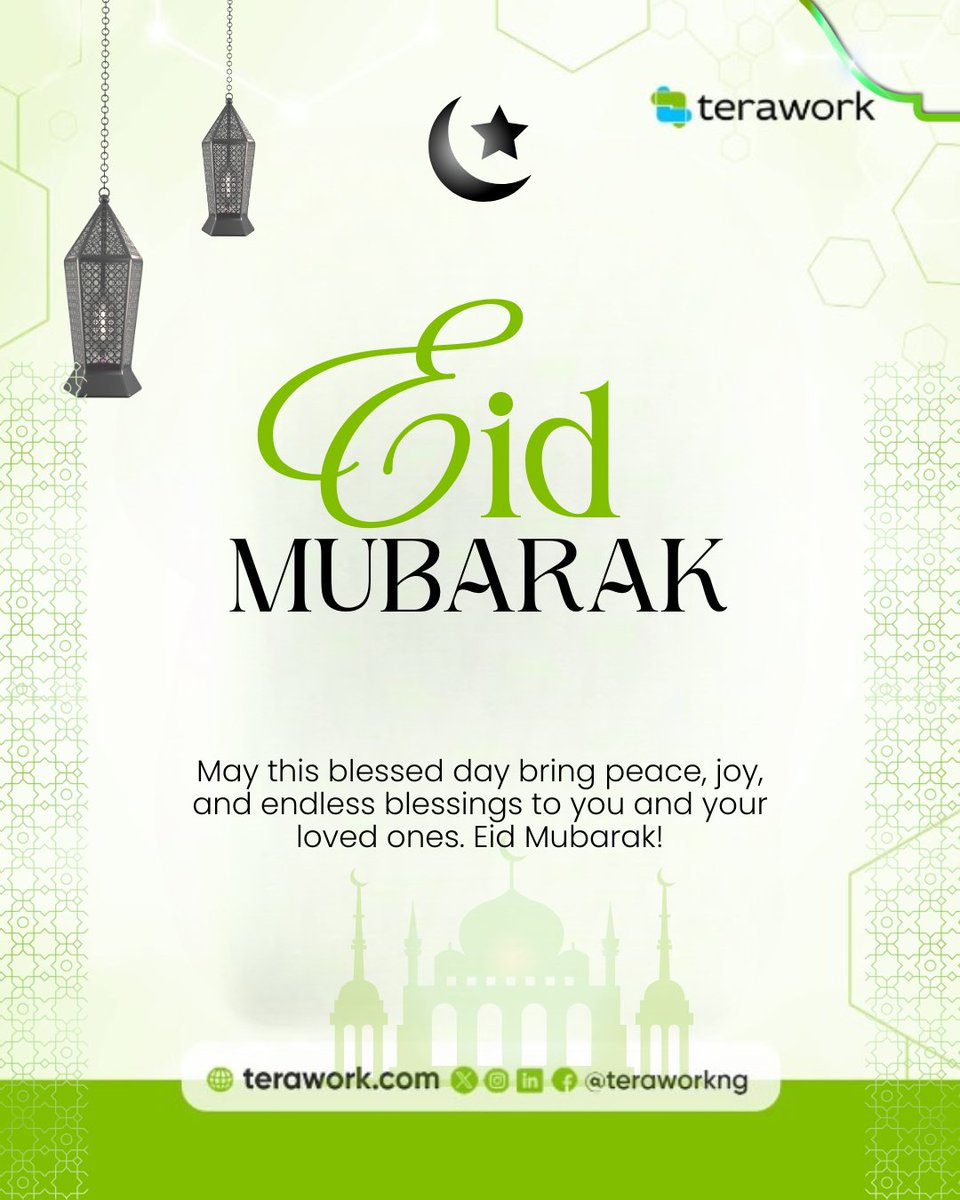 On behalf of everyone at terawork, we wish our community and the general public a joyful Eid Mubarak.
May this festive season bring peace, happiness, and abundant blessings to you and your loved ones. Thank you for being part of our journey.

#EidMubarak #Celebration #terawork
