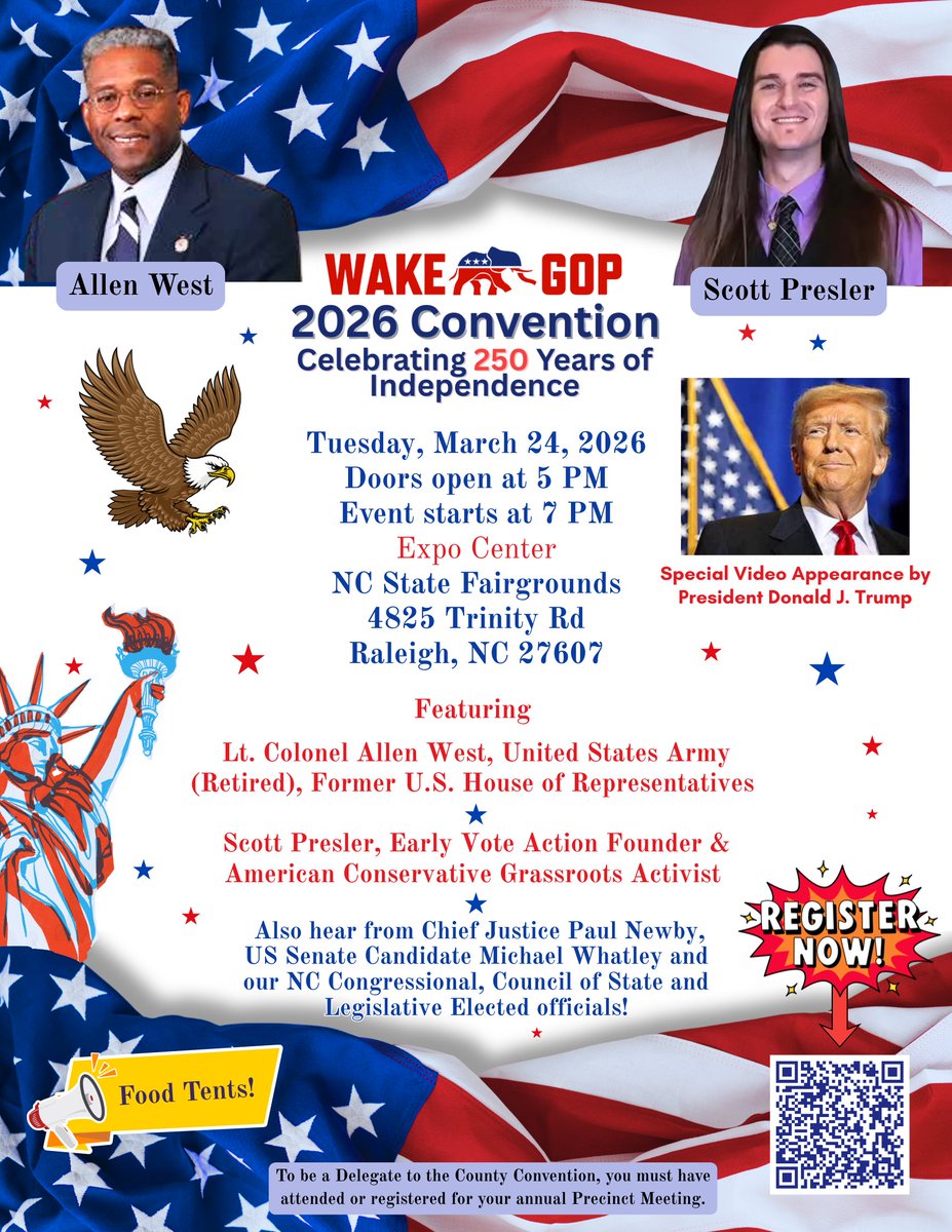 wakegop's tweet photo. Urgent news! Our convention has been moved to the Expo Center at the Fairgrounds. Online registration ends tonight at midnight! - https://t.co/aYQuqNjAG3 https://t.co/AvzxcDs5b6
