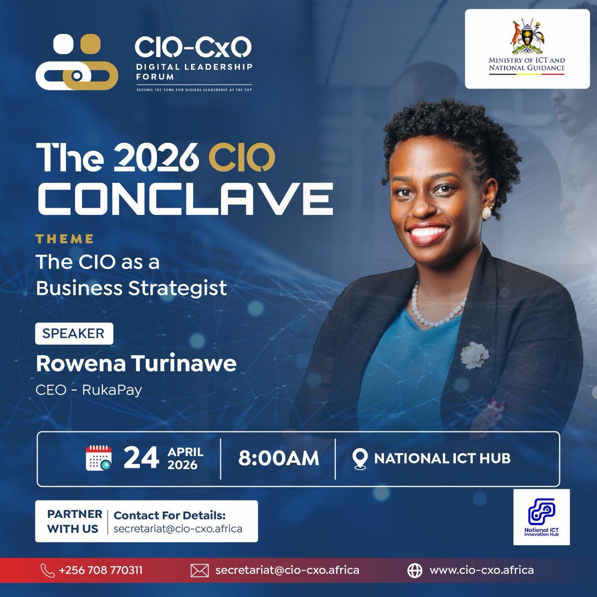 davidbalinda4's tweet image. Meet another voice shaping the conversation at the #CIOConclave2026 — Rowena Turinawe, CEO of RukaPay.

She joins us to unpack “The CIO as a Business Strategist” and the future of digital leadership.

🎟️ Register: forms.office.com/r/5WmVYmsaTq

#CIOCXO #DigitalLeadership