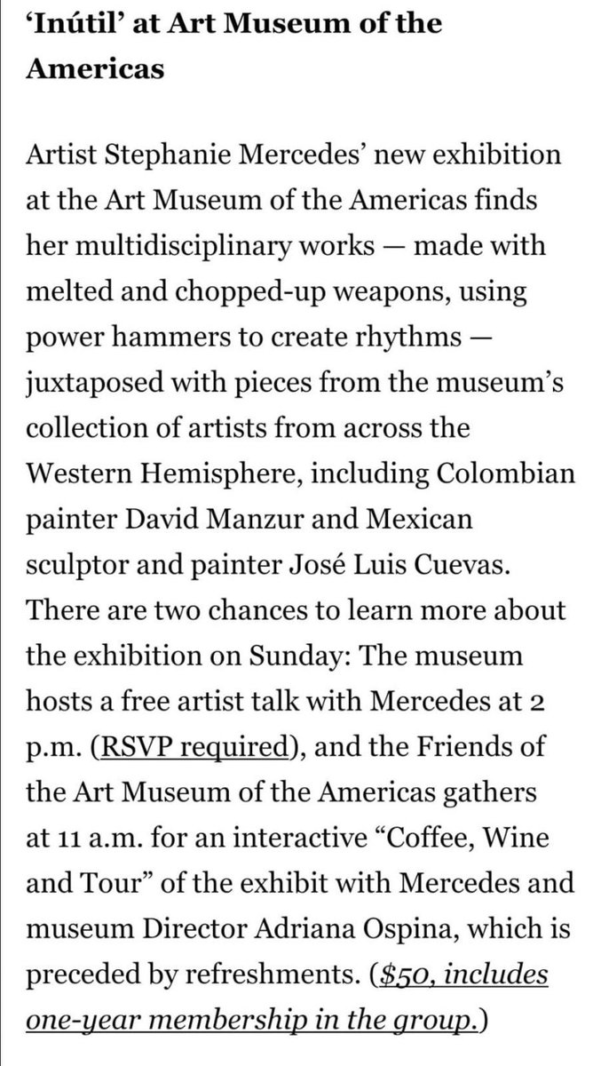 El Washington Post destaca una exposición <a href="/AMAmuseum/">Art Museum of the Americas</a> entre las 30 mejores cosas para hacer este fin de semana en Washington, D.C.

Una invitación a conocer y celebrar la riqueza cultural de las Américas.

washingtonpost.com/dc-md-va/2026/…