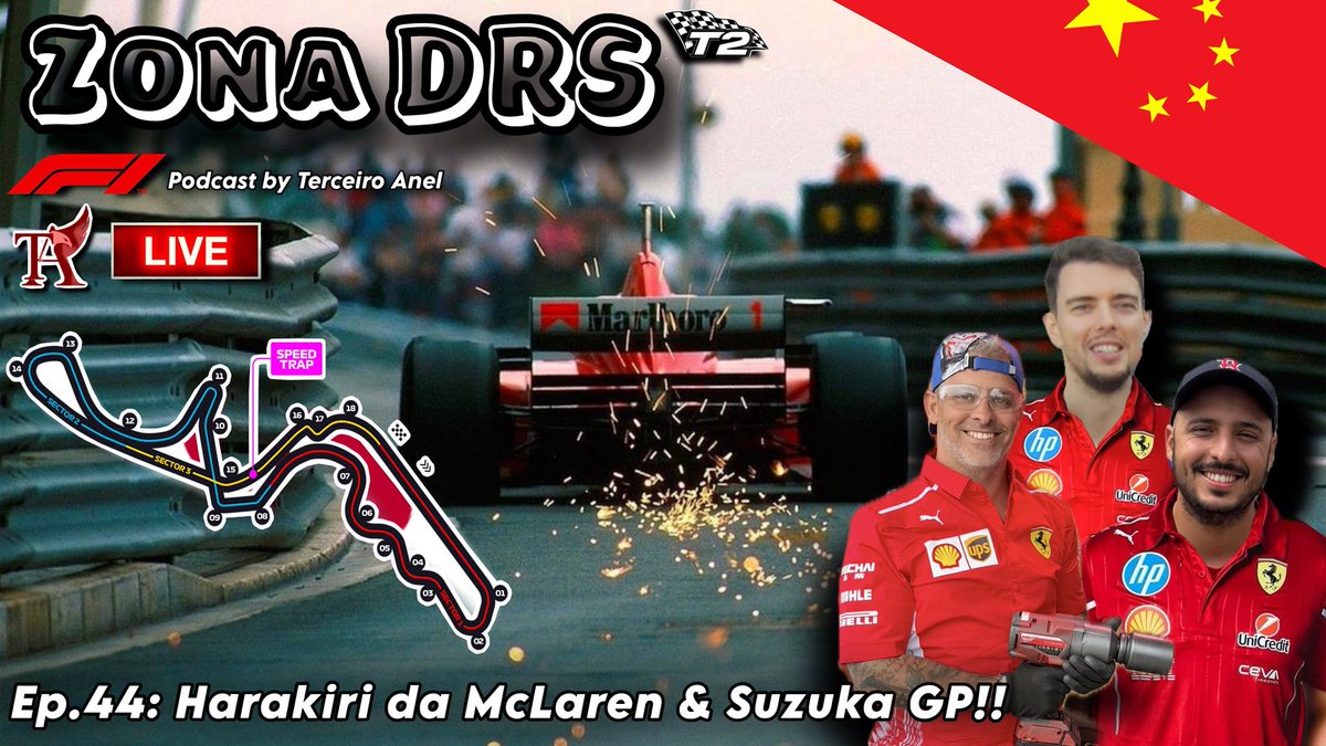 JoelBandeira07's tweet photo. https://t.co/gFcikIivsu

Hoje Zona DRS - LIVE, no canal às 22:00 GMT, Programa Live de conteúdo Fórmula 1, será como todas as corridas, bastante Intenso e iremos tratar vários temas:

- Rescaldo do GP de Shanghai 

- Actualidade e Notícias 

- Crise Red Bull & McLaren

- Antevisão do Suzuka Grand Prix de 2026

Hoje com o Pedro Santos e o Rodrigo Fernandes!!

Vem juntar-te ao LIVE CHAT e Acelerar connosco!

LIGHTS OUT!! 🏁🏎️

#F1 #Formula1 #GP #FIA #Ferrari #RedBull #McLaren #Mercedes #astonmartin #williams #alpine #haas #audi #racingbulls #cadillac #racing #GP #grandprix #analise