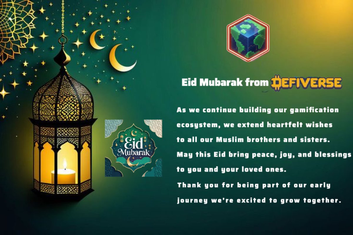 NAJJEEBB's tweet photo. Eid Mubarak from @DefiverseX
Wishing you peace, joy, and blessings. Thank you for being part of our journey exciting things ahead
#EidMubarak #Defiverse https://t.co/9Isaj9ZDkh