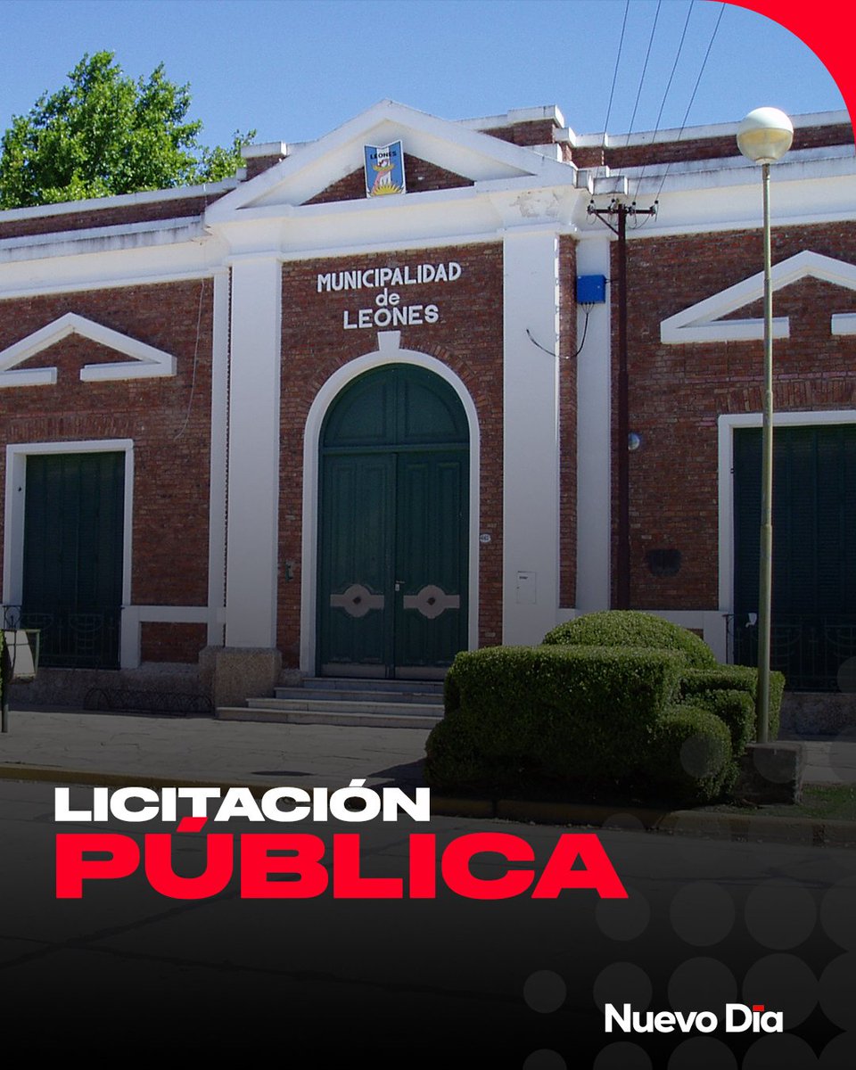 La Municipalidad de Leones, mediante Decreto Municipal N.º 022/2026, llama a Licitación Pública conforme Ordenanza Municipal N.º 1639/26 para la realización de la Obra de Red de Gas Natural al Parque Industrial surl.li/gbkmln