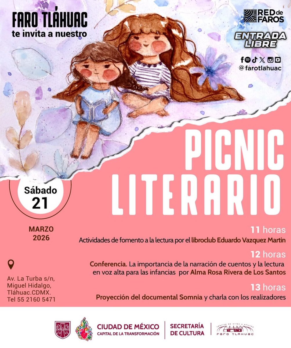 ConoCDMXT's tweet photo. Asiste a un picnic literario
Mañana 21 de marzo
A las 11:00 hrs.
En @farotlahuac https://t.co/xXnWrCRM08