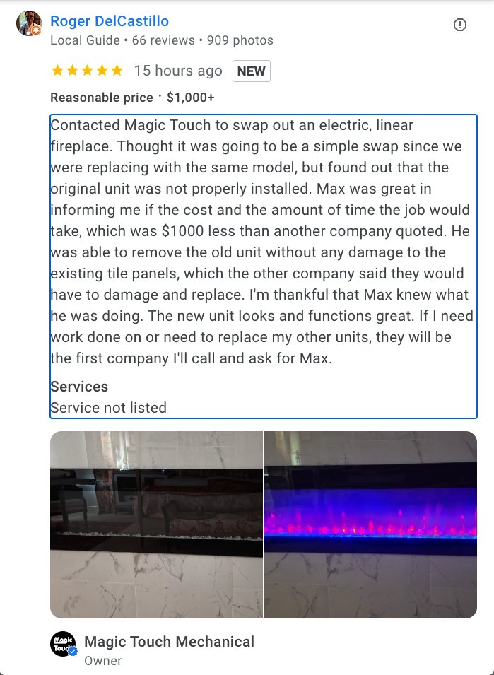 MagicTouchAir's tweet image. "We have to break your tile panels to swap this fireplace." 🔨 

Max at Magic Touch: "Hold my toolkit." 🛠️

Max saved Roger $1,000+ by finding a way to replace the unit with ZERO damage. That’s why we’re at Review #731 and counting! 🏆

#HVAC #Fireplace #MesaAZ #ScottsdaleAZ