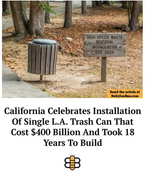 This pretty much sums up how California spends taxpayer money! 😉

Yet Newsom wants the keys to the WH to Californicate the entire USA.🙄