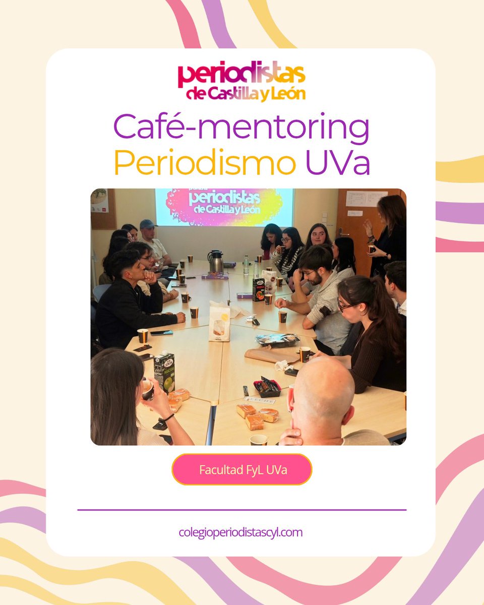 periodistascyl's tweet photo. ☕ Ayer tuvimos nuestro primer Café-mentoring con los alumnos de último curso de #Periodismo de @fyl_uva
🎓 Un encuentro informal, organizado por @rosamasegosa e @IsmaelGH85, que contó con varios egresados.
Mil gracias @saracar93, @a_depazberrocal, @andyyvaquero y @PdrodelSol 🙌 https://t.co/a5ZoUUJ89q