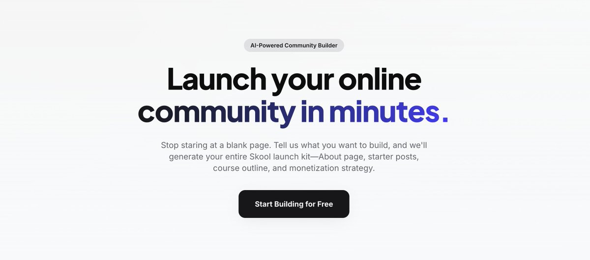 Here it is. It just finished building and I published it without testing a single thing so you can test it with me if you want.

SkoolKit - an AI-powered launch kit for Skool communities.

Here's what it does:
Walk through a 4-step wizard.
AI generates your entire launch kit
Full