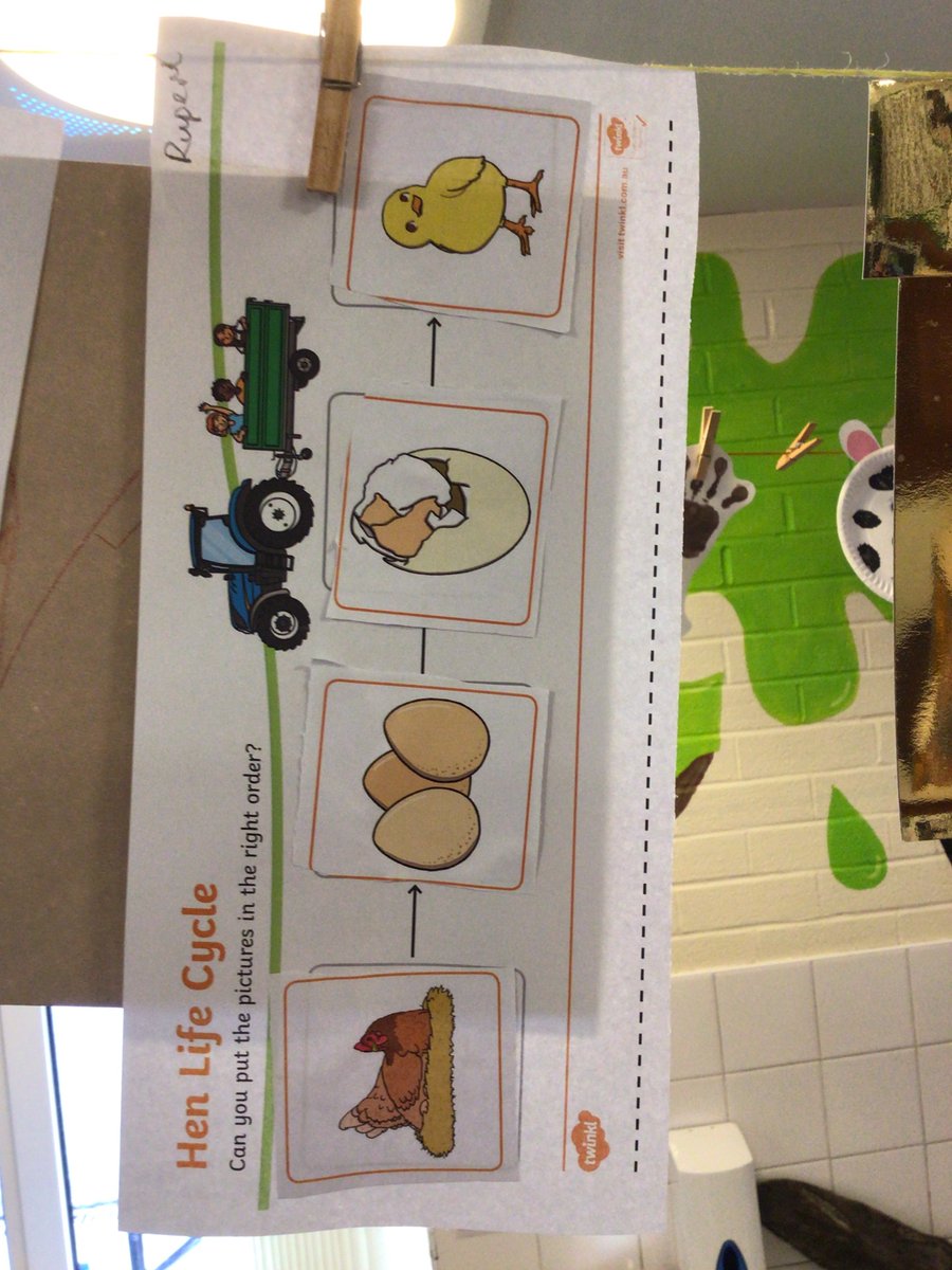 DaneRoydNursery's tweet photo. Mollie’s visit yesterday prompted lots of outcomes in provision today.
Earlier this week we learnt about the hen lifecycle:
🥚> 🐥 > 🐓>🥚
We watched videos of chicks hatching in an incubator &amp;  thought it looked tough to break out of an egg!🐣 #Daneroydscience @DaneRoydSchool https://t.co/PRe9XVSvBz