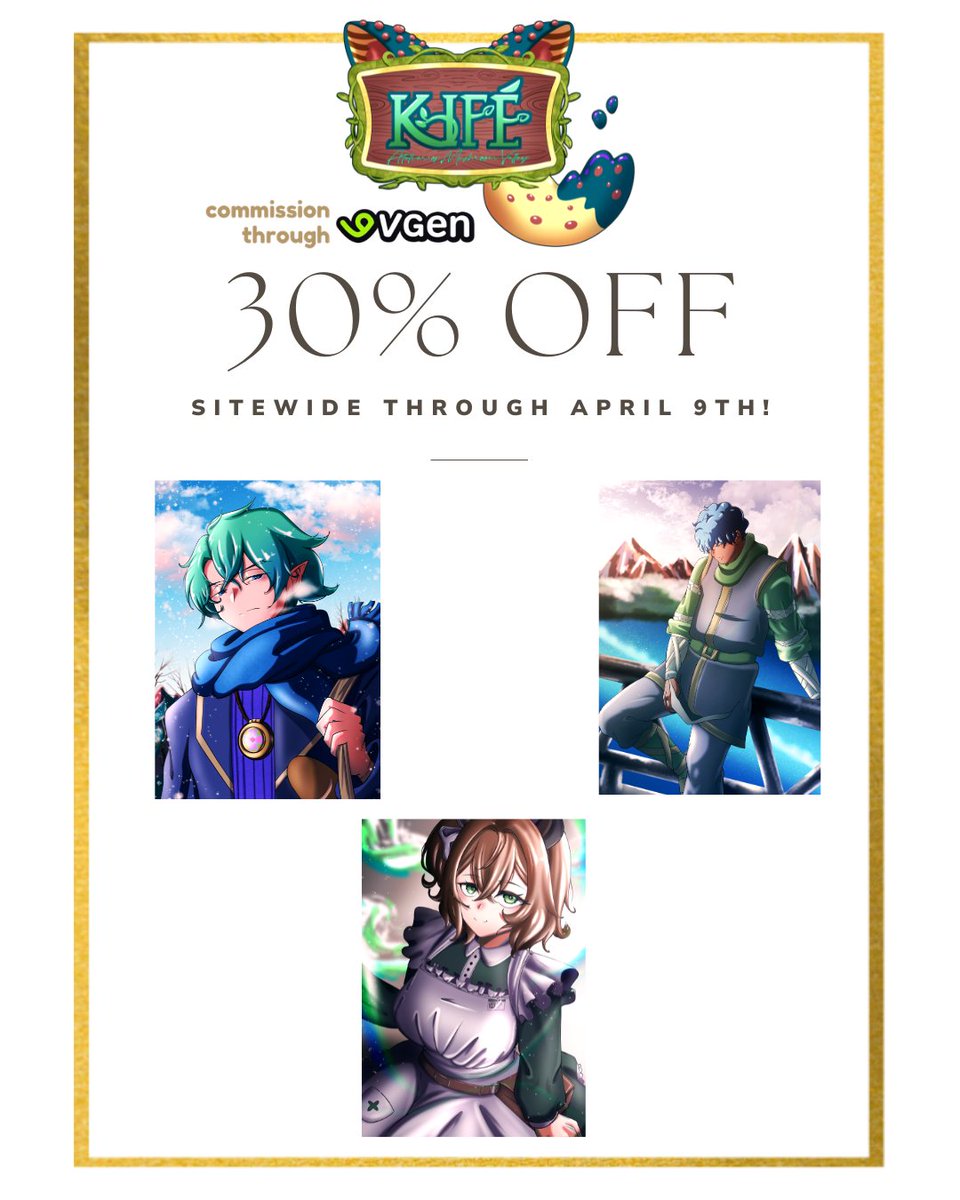 Upgraded it to 30% until April 9th! All active commission items! I am open to payment plans for larger ticket items!