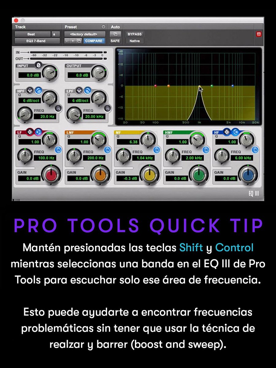 Tip de la semana 🎵 Pro Tools EQ III  ▶️ avid.com/pro-tools ⠀ 
#studiolife #quicktip #protools #audio #tutorial #tips #avid #daw #mixing #recording #eq #protip