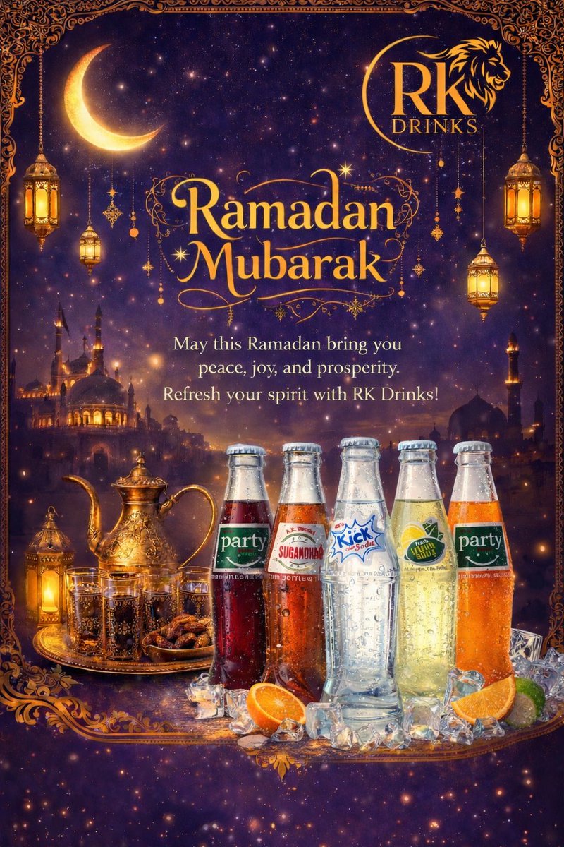 RKDrinks55's tweet photo. Celebrate the spirit of togetherness, gratitude, and joy this Ramadan 🌙✨
Refresh your iftar moments with the perfect taste of RK Drinks 🥤💛
Wishing you and your family peace, happiness, and endless blessings.
Ramadan Mubarak! 🌙🤍
#RamadanMubarak #RKDrinks #Ramzanvibes https://t.co/GJJ5NARh7F