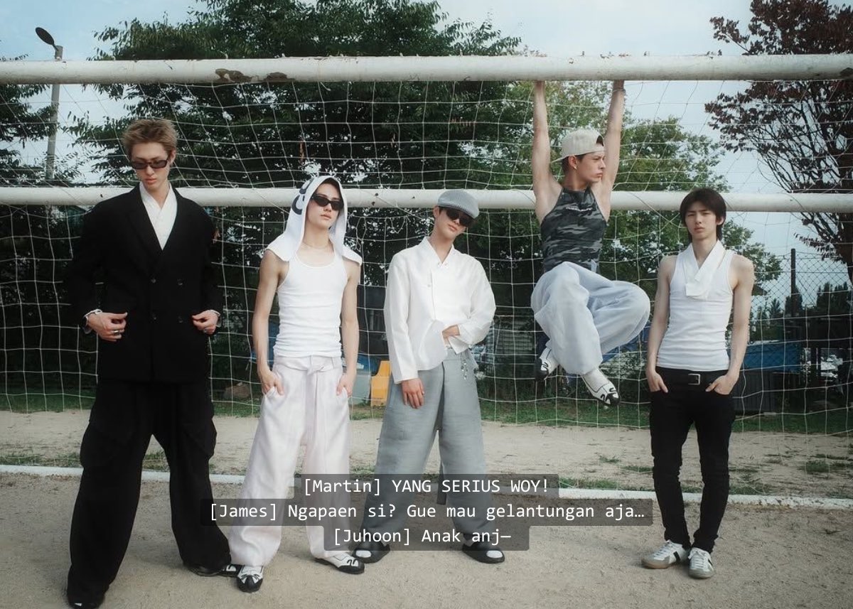 kiyooyio's tweet photo. adding subtitles to cortis photos so it looks like a movie screenshots https://t.co/XzOOYm5Sgr