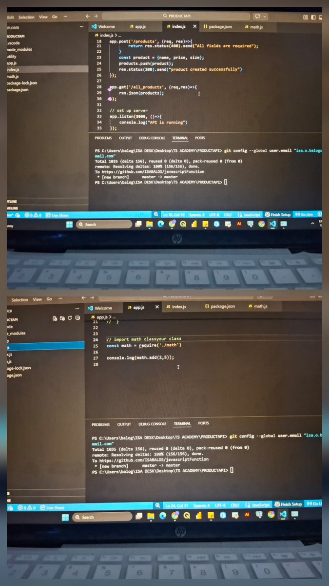 ISA_BALO's tweet photo. Small steps , but real progress.

I started my backend journey with @TechSphereAcad few weeks ago and  I built my first API in class today and pushed my first code to a Github repository. Still learning, but we move 🔥. 

#LearningBackendWithTS
#NodeJS
#DeveloperJourney https://t.co/uc5oCY6Ecg