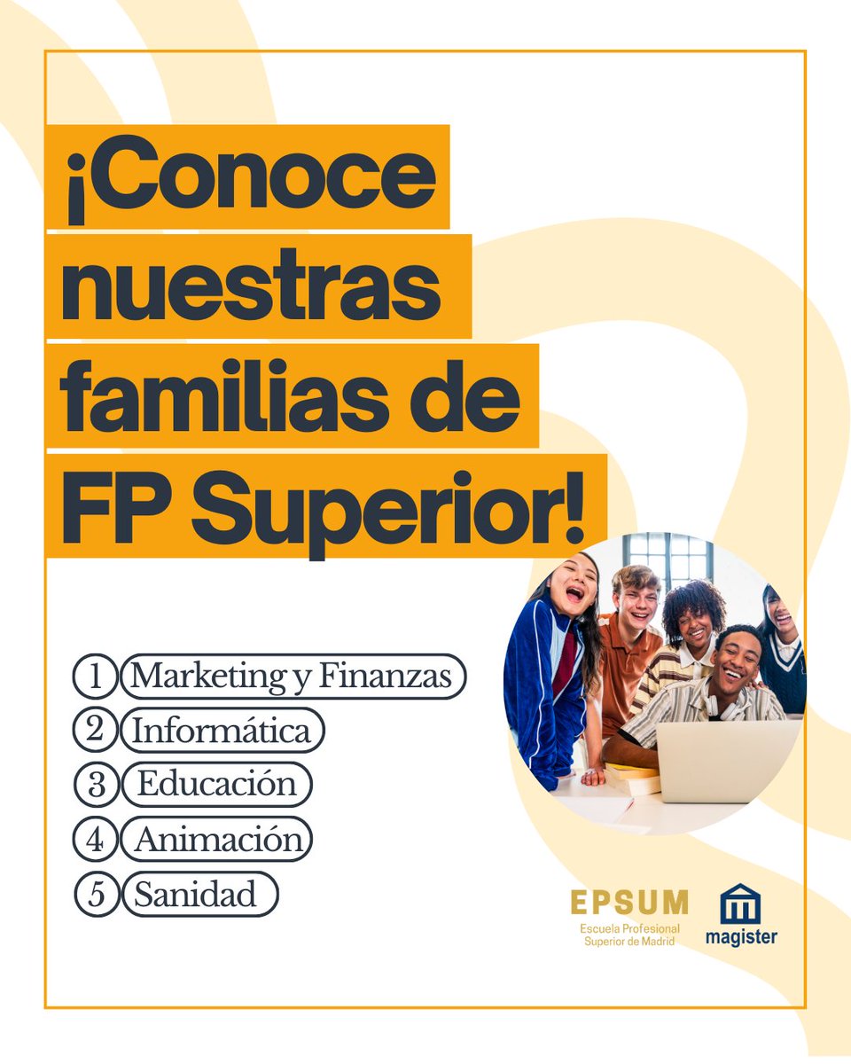 Grupomagister52's tweet image. 🎓 ¡Conoce nuestras familias de FP Superior! 🚀

✔️Sanidad
✔️Informática
✔️Marketing y Finanzas
✔️Educación
✔️Animación

#grados #mastersoficiales #menciones #magister #baremo #oposiciones #cursoshomologados #mastersoficiales #masteroficial