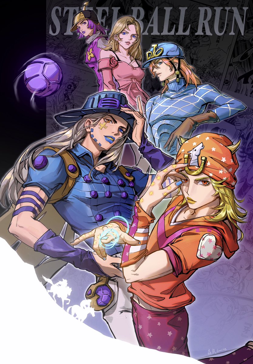 Eunice_91555's tweet image. 铁蛋跑开播贺图！忘记在这里传了
#johnny #gyro #sbr #jjbafanart #jojo #digitalpainting