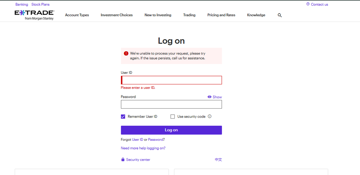 Allen__Monadi's tweet photo. @etrade @MorganStanley I’ve been unable to log into my account for over 20 minutes during active market hours. This is completely unacceptable when real trades and money are on the line. Immediate access is critical for any trading platform. Please fix this ASAP. #Etrade #MorganStanley #Trading #StockMarket #Investing #DayTrading #Stocks #Broker #Finance #MarketHours #TechnicalIssue #CustomerExperience #WallStreet #FinTech