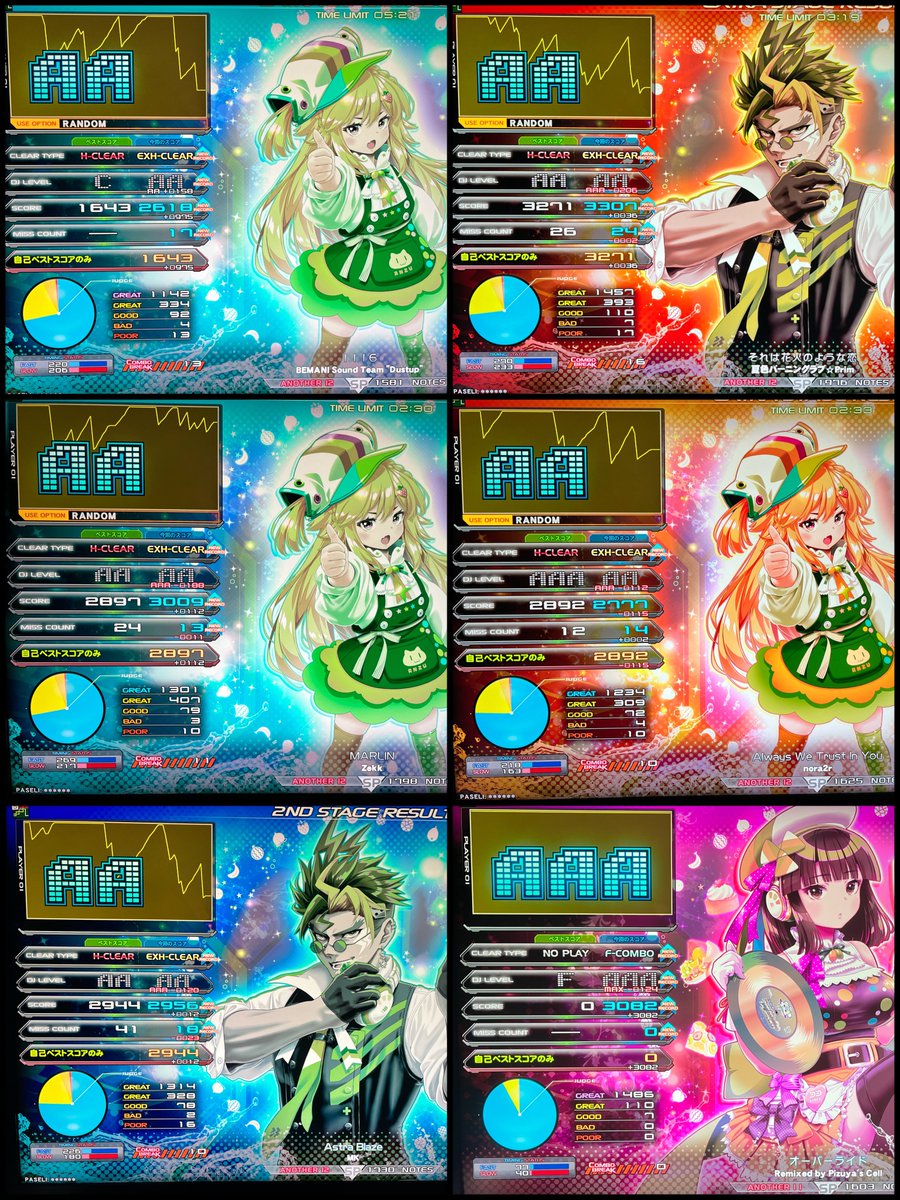 弐寺の成果🙌
☆12 １１１６🟡
☆12 それは花火のような恋🟡
☆12 MARLIN🟡
☆12 Always We Trust In you🟡
☆12 Astra Blaze🟡
☆11 オーバーライド フルコン🥳