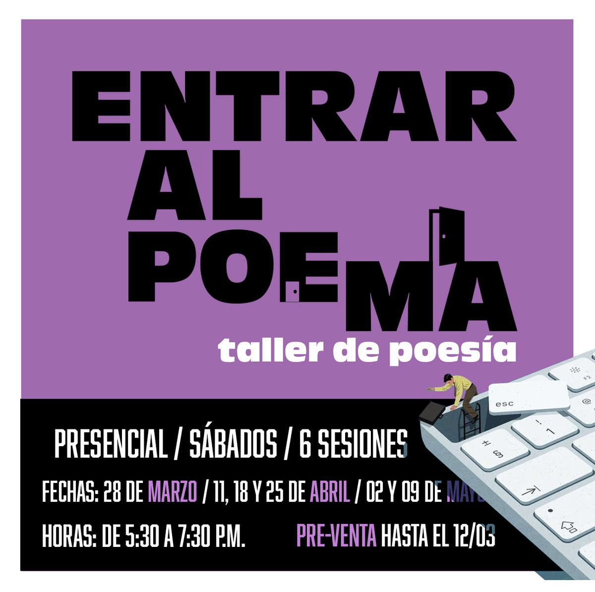 karavalcarcel's tweet photo. Últimos cupos para este taller presencial de poesía que comienza el próximo sábado 💎🐝🪄 #Poesía https://t.co/Gu00HwXGPe