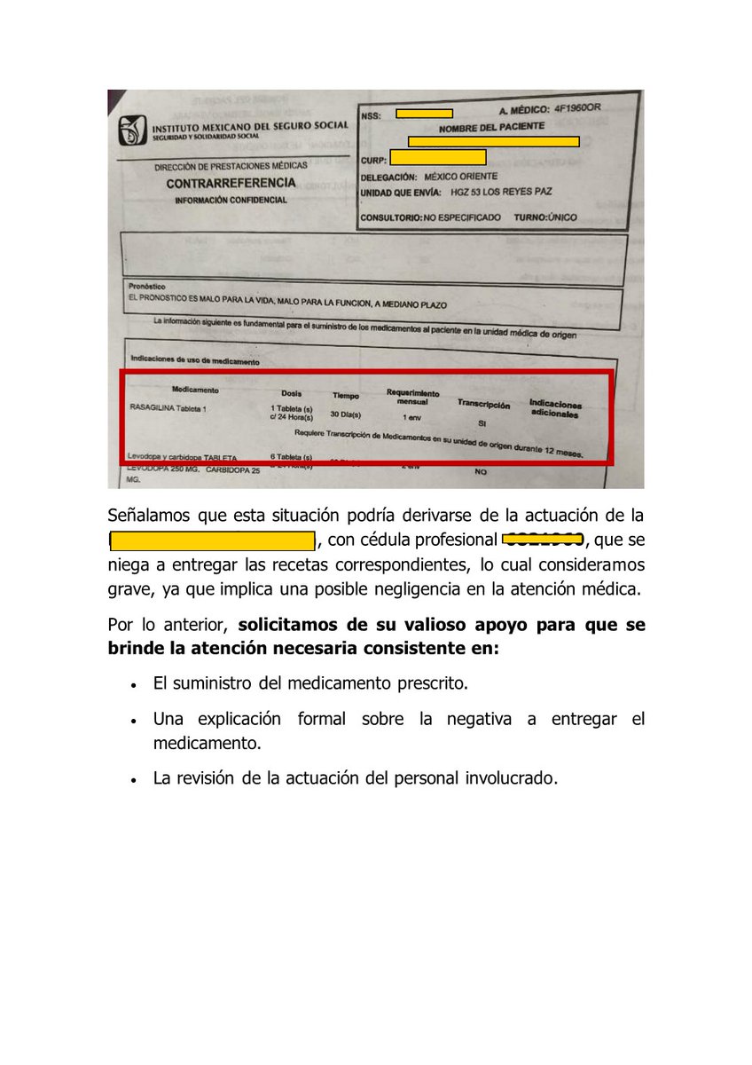 MRzb27's tweet photo. @Tu_IMSS @IMSS_mx Ayuda con la negativa en la entrega de medicamento. Antes se entregaba sin problema y ahora, que ya no!! envíe la información completa al correo indicado. https://t.co/3tedMghTlb