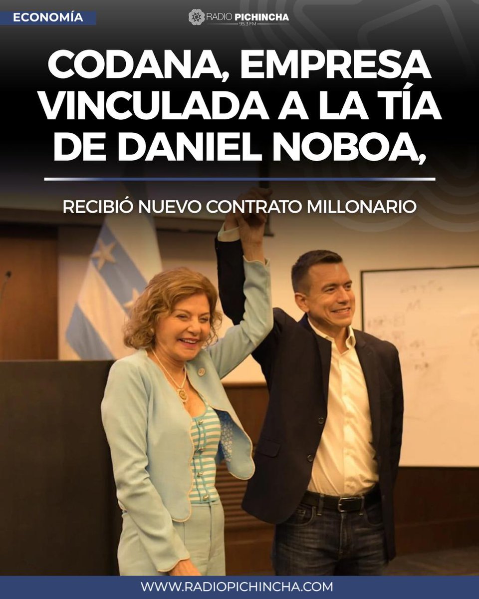 📈#Economía | Un nuevo contrato millonario del Estado recibió Codana S.A., empresa vinculada al Consorcio Nobis SAS, presidido por Isabel Noboa Pontón, tía del presidente Daniel Noboa.
#LaRadioDeLasNoticias
Los detalles⤵️
radiopichincha.com/codana-empresa…