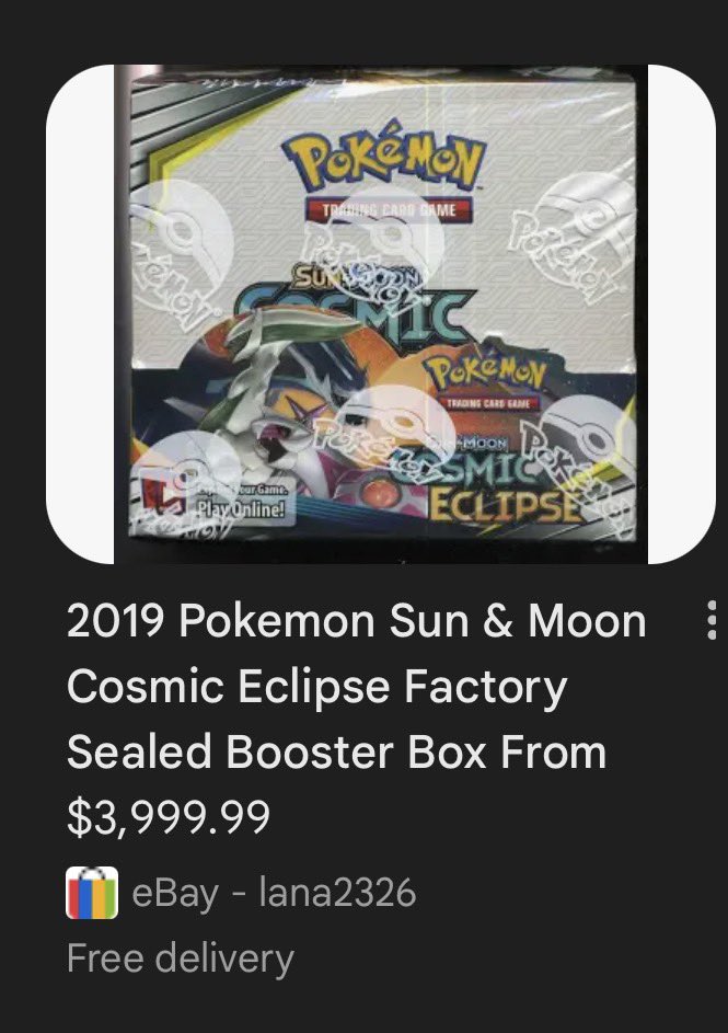 I was opening cases of Pokemon Cosmic Eclipse Booster Boxes in 2020 for  $1500 Now one SINGLE booster box is $4000. Would've had $150,000+ if I  didn't open them all