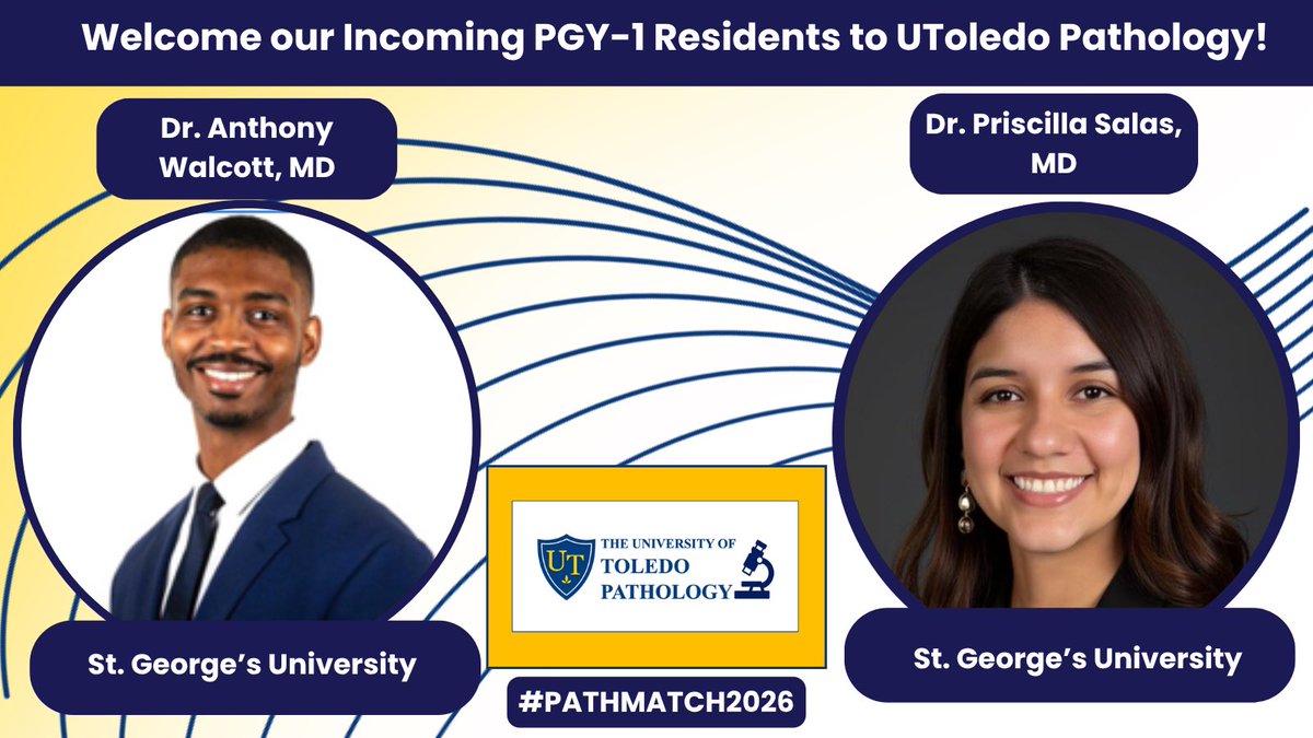 UT_Pathology's tweet photo. Please join us in welcoming our incoming PGY-1 residents to our path family @UT_Pathology! Congratulations, and Happy Match Day! #pathX #pathmatch2026 #pathology #match2026 #utoledopath @MatchToPath https://t.co/sJgcvN7ou7