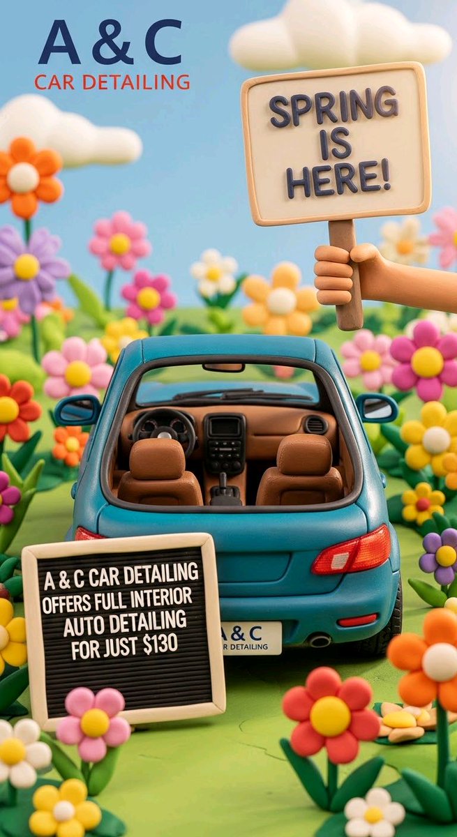 AndDetailing234's tweet photo. 🌸 Spring is here, and we're all about making our customers happy! A &amp; C Car Detailing offers full interior auto detailing for just $130. ✨ Don't miss out - book your spot today! 🚗🧼 #SpringClean #CarDetailing #FreshRide https://t.co/cxG9bsdfez