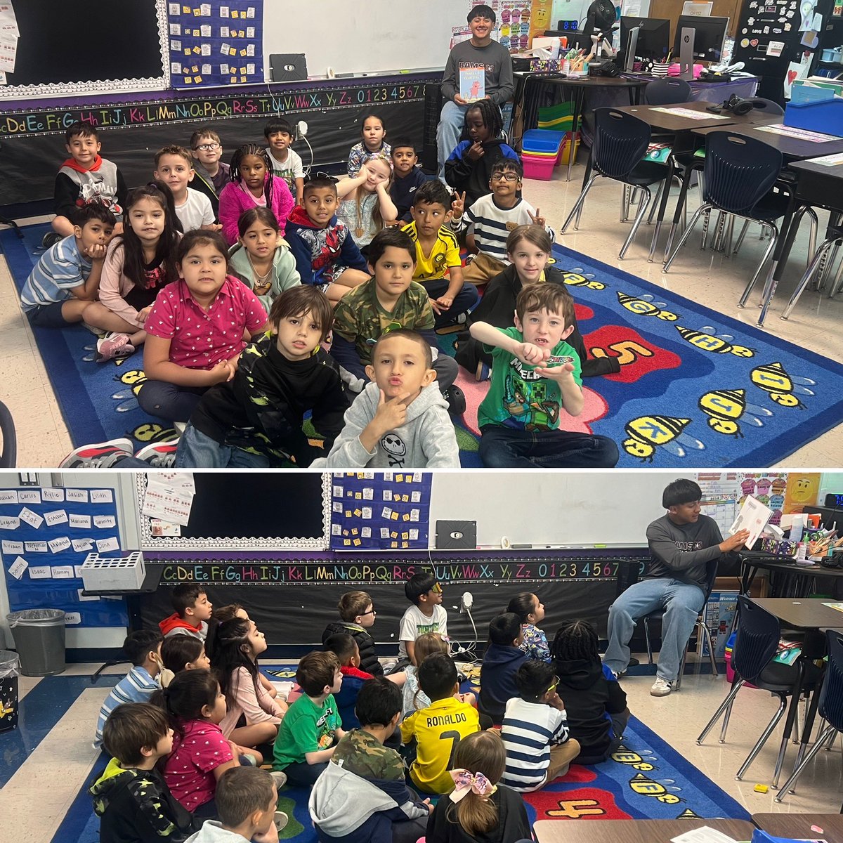 JMHS_Rams's tweet photo. RAMS READ!🐏📖
@RamsGirlsTrack @MRamsSoftball & @Marshall_Rams started Friday our FAVORITE way with our #FutureRams at @NISDOHT🦉@NISDThornton♥️ @NISDLeonValley🦁 & @NISDRhodes🦖! #RamsRead #RamFam #RamPride #BeyondTheGame @SA_Sports @NISD_Athletics @NISDMarshall @NISDMarshallLMS https://t.co/kZuCF0s8Wx