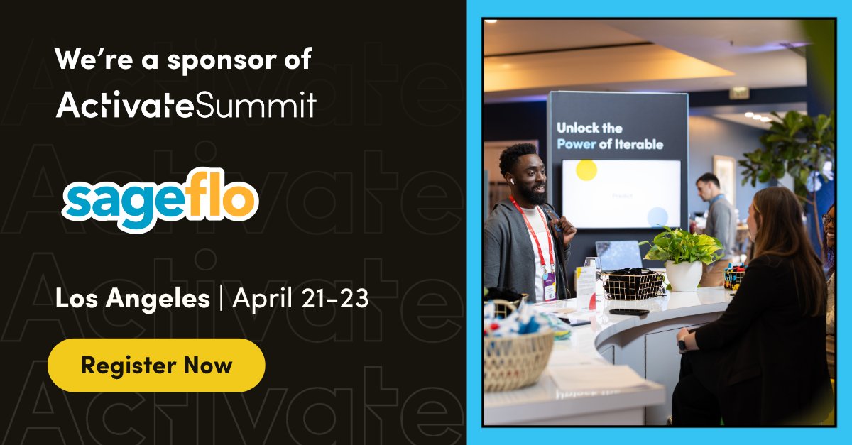 Only 2 weeks until <a href="/Iterable/">Iterable</a> Activate Summit 2026!

Stop by the Welcome Reception for an Aperol Spritz and to chat local marketing with our team. 🍹

Get your ticket today: activate.iterable.com/summit/

#Iterable #Sageflo #partner #customerengagement #marketing