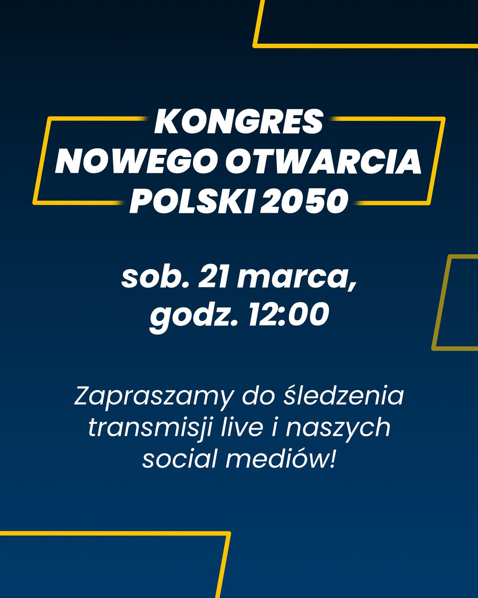 PL_2050's tweet photo. To już jutro! 🔥

🟡 Kongres Nowego Otwarcia Polski 2050
⏰ Start: 12:00

Do zobaczenia! 💛

#PL2050 https://t.co/M4ibJqhpeT