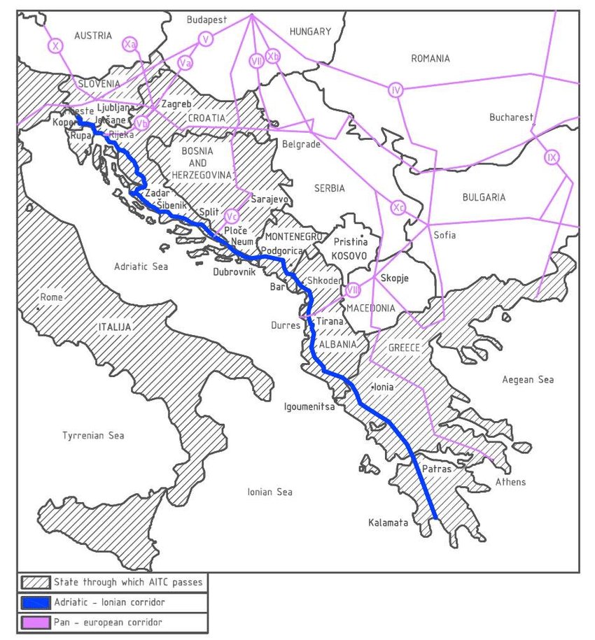 GlobalPatriaX's tweet image. Croatia and Albania aim to build the Adriatic-Ionian Corridor motorway, also known as the Blue Corridor and the extension of the Trans Adriatic Pipeline.  🇭🇷🇦🇱
Europe connected from the Mediterranean to the English Channel, Baltic Sea.  🇪🇺
 #Croatia #Hrvatska #Serbia #Srbija