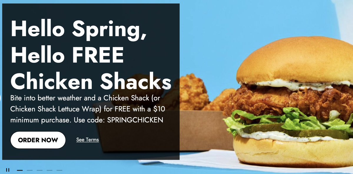 FREE CHICKEN SHACK W/ $10 PURCHASE 🐔

Get a FREE Chicken Shack sandwich or wrap when you spend $10+ at Shake Shack.

Use code SPRINGCHICKEN at checkout.

link.tdgdeals.com/VMtI4