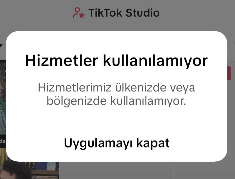 Suriye’de Tiktok’u açmak istedim; ‘Ülkenizde veya bölgenizde kullanılamıyor’ uyarısı çıktı. Suriye’de TikTok bataklığı yasak. Kutsallara hakaretin; camilerde çırılçıplak video çekenlerin, uyuşturucu kullananların, fuhuş yapanların cirit attığı TikTok Türkiye’de de yasaklanmalı!