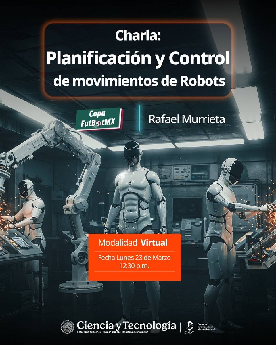 cimatoficial's tweet photo. Estas actividades forman parte del Taller de Robótica y Planeación de Movimientos de Cimat, en el marco de la Copa #FutBotMX de la @Secihti.
Sigue nuestra transmisión a través de nuestro canal de YouTube de divulgación: https://t.co/fZlDIBeEI8
¡No te lo pierdas y conéctate! https://t.co/gMyvJeyTA9