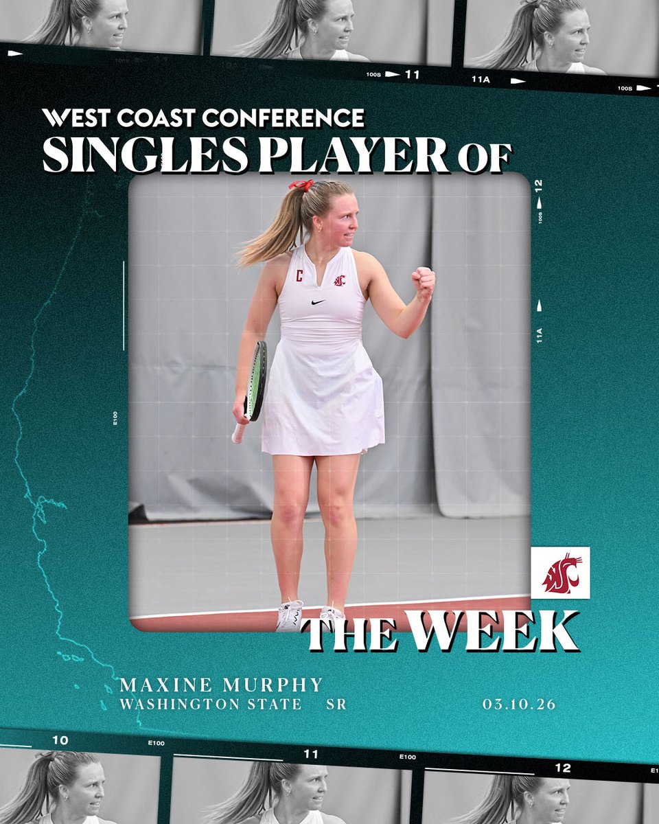 LanceDaly's tweet photo. Shout out to Maxine Murphy on being named the WCC Singles Player of the Week!  🎾 👏  #wsu #gocougs #wazzu https://t.co/7YZRy5xcdV
