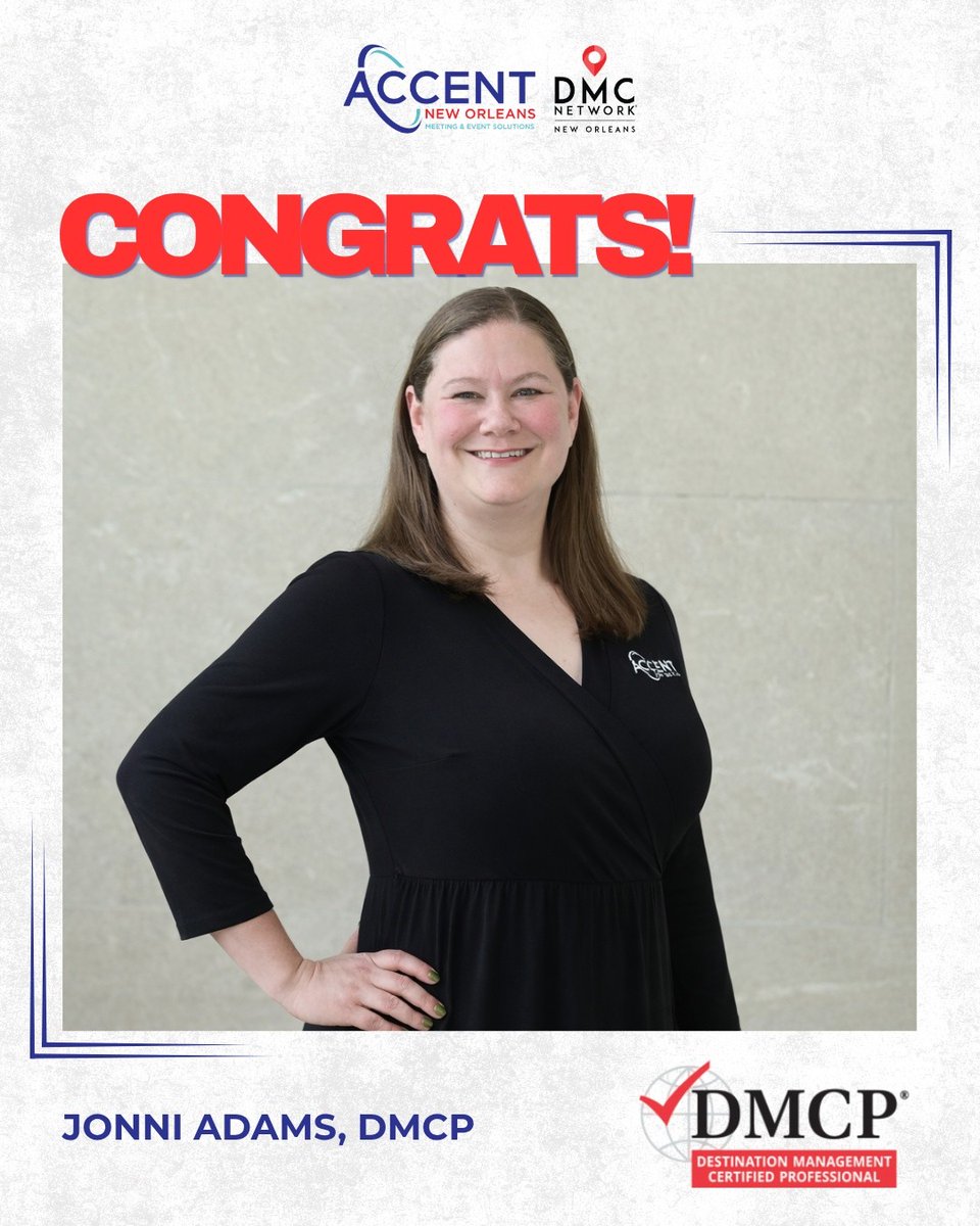 Jonni Adams, DMCP 💥

More than a title. It’s proven expertise.

From big-picture vision to unforgettable details, she delivers New Orleans hospitality at the highest level.

So very proud to have her on the ACCENT team! #BuiltToHost #eventprofs #DMCNetwork