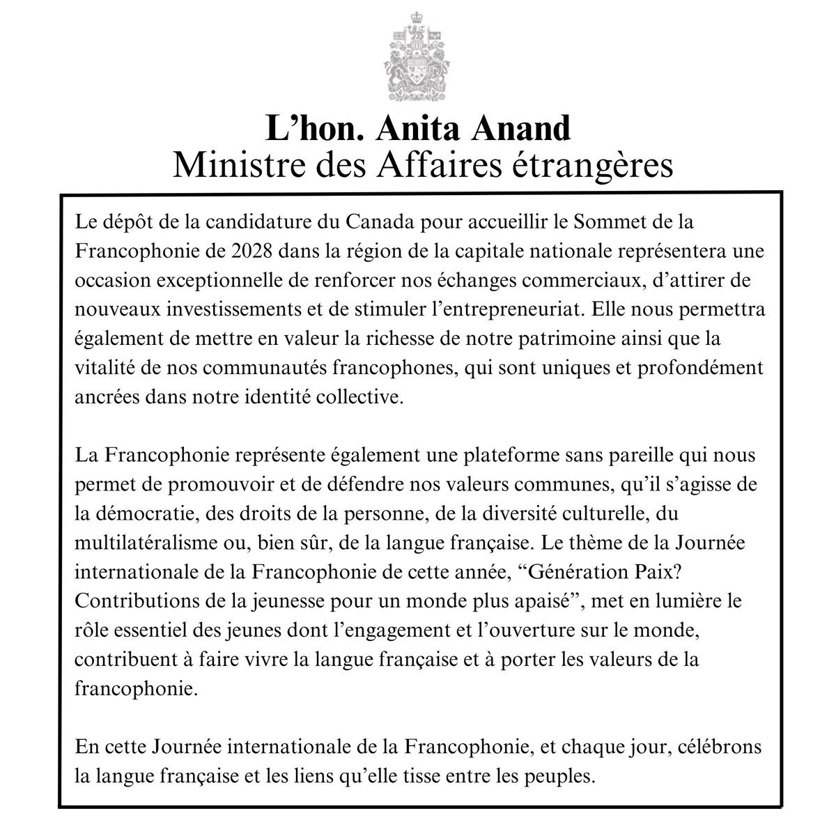 Anita Anand tweet media